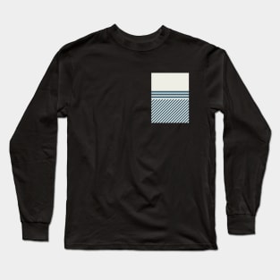 Geometric blue beige pattern abstract lines Long Sleeve T-Shirt